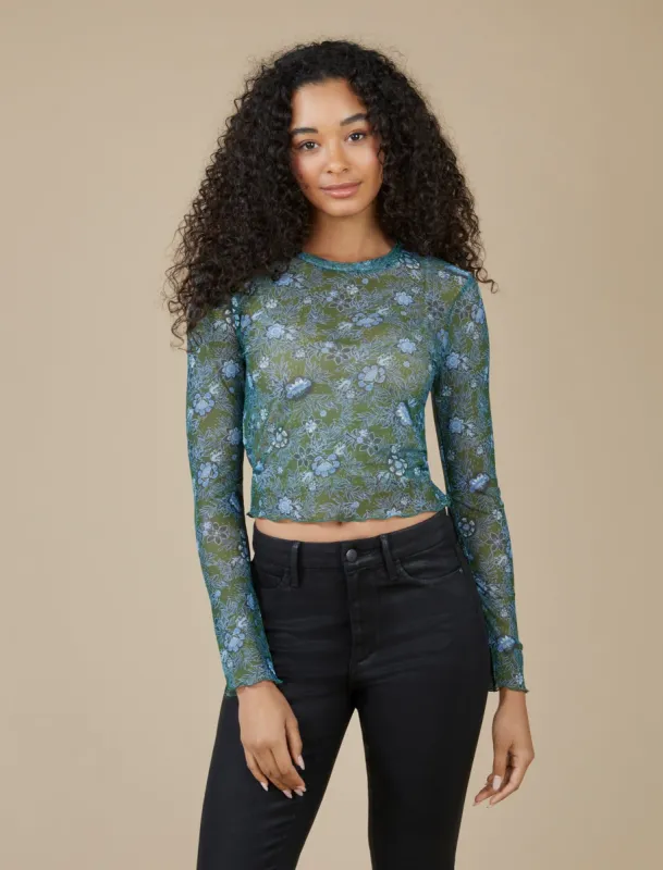 Long Sleeve Mesh Top sold by BCBGMaxAzria