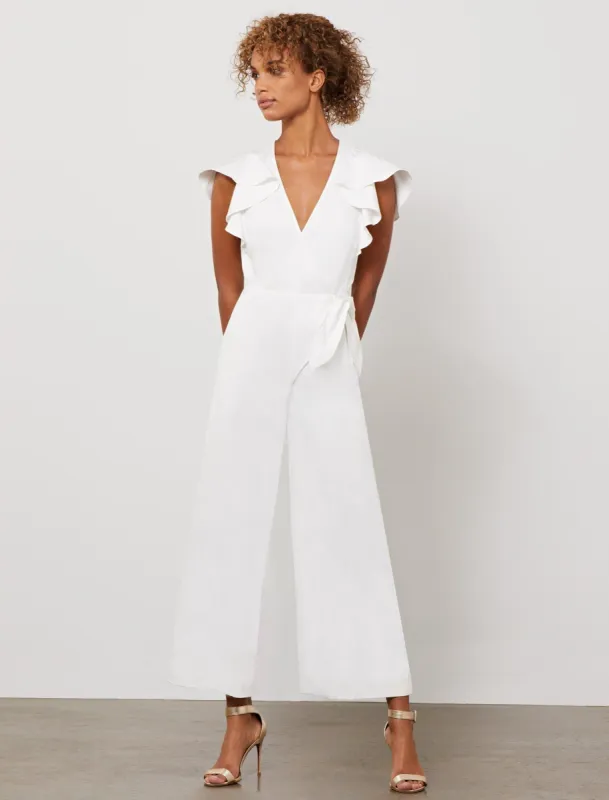 Marie Surplice Ruffle Jumpsuit sold by BCBGMaxAzria