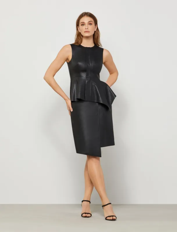 Sleeveless Faux Leather Asymmetrical Top sold by BCBGMaxAzria