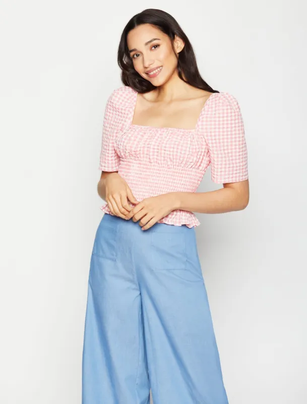 Square Neck Smocked Top sold by BCBGMaxAzria