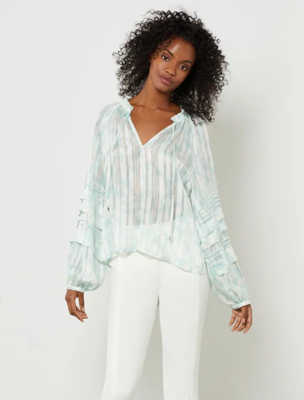 Long Sleeve Tie V-Neck Top sold by BCBGMaxAzria