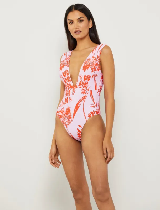 Camilla Plunging Neck One-Piece Swimsuit sold by BCBGMaxAzria