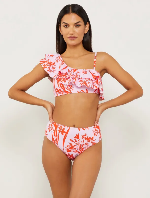 Isabella Ruffle One-Shoulder Bikini Top sold by BCBGMaxAzria