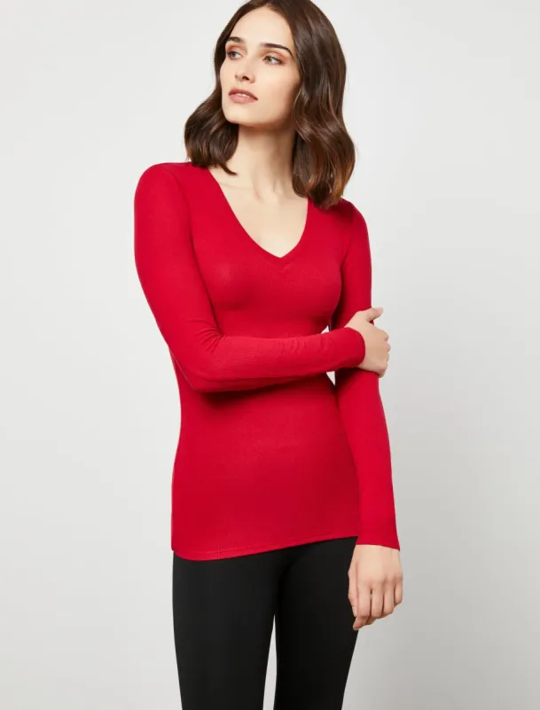 V-Neck Long Sleeve Top sold by BCBGMaxAzria