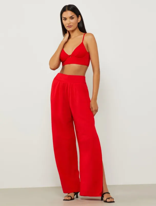 Riley High-Waisted Wide-Leg Pant sold by BCBGMaxAzria