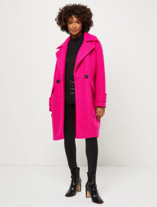 Double Breasted Boucle Coat Hot Pink sold by BCBGMaxAzria