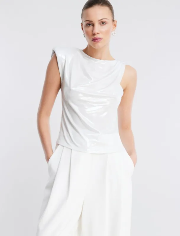 Asymmetrical Cap Sleeve Top sold by BCBGMaxAzria