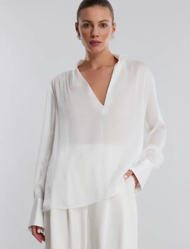 V-Neck Collared Top sold by BCBGMaxAzria