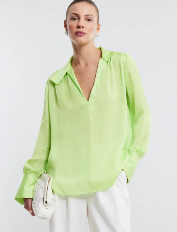 V-Neck Collared Top sold by BCBGMaxAzria