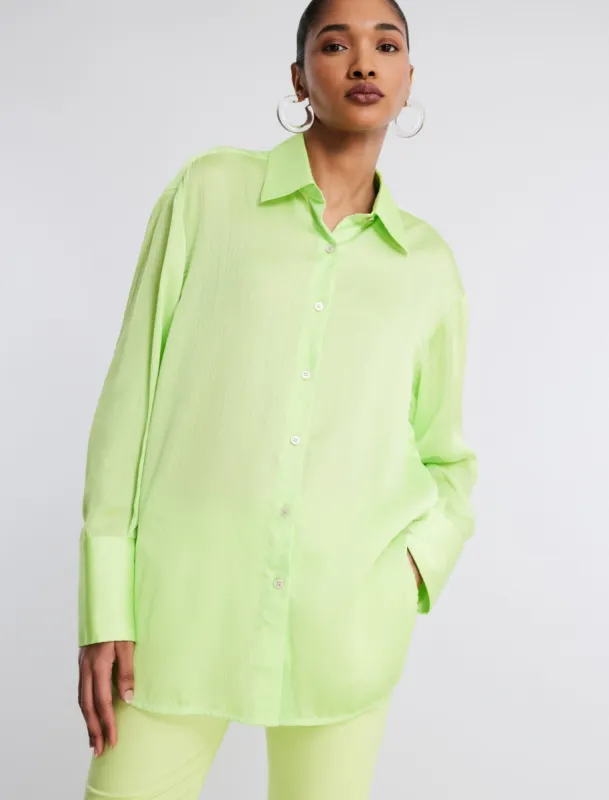 Satin Button-Up Top sold by BCBGMaxAzria