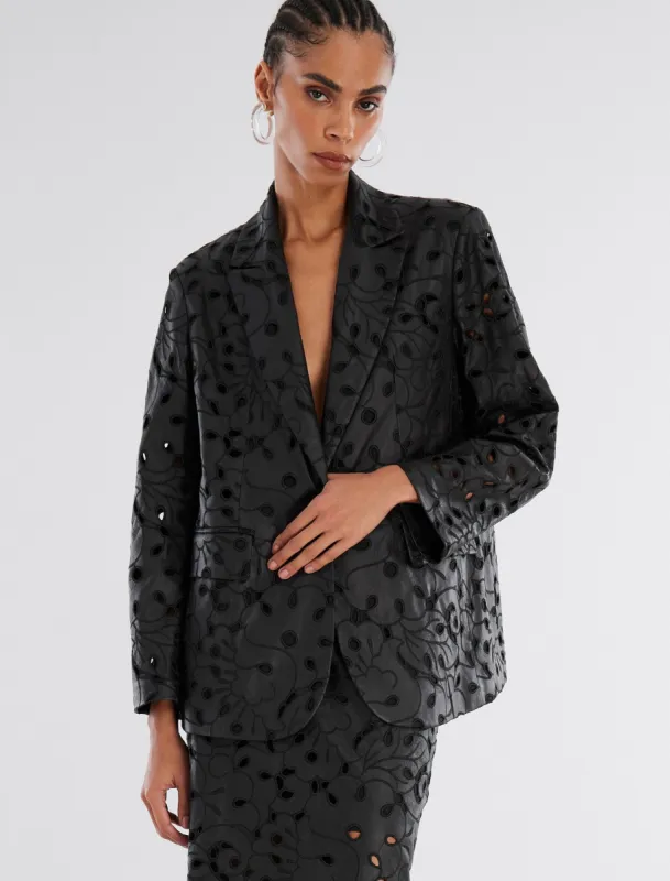 Aimee Faux Leather Lace Blazer sold by BCBGMaxAzria