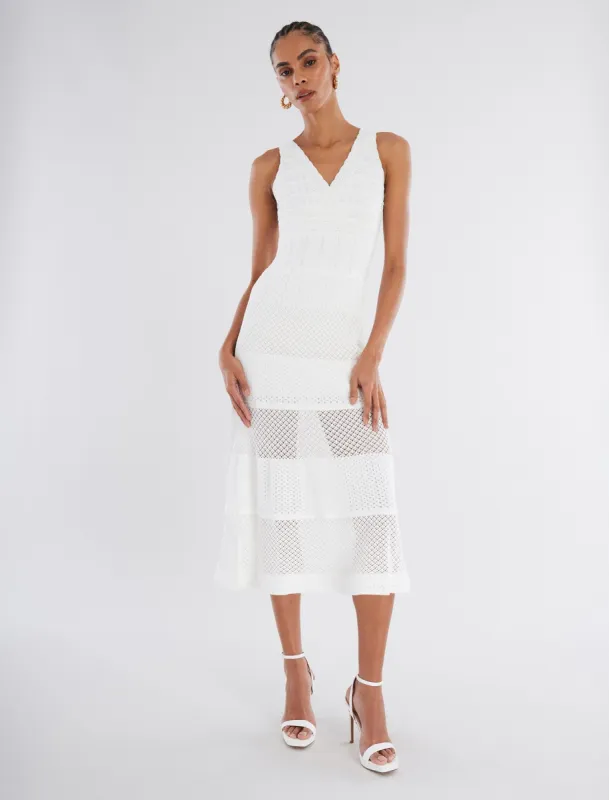 Adrienne V-Neck Fit-And-Flare Dress sold by BCBGMaxAzria