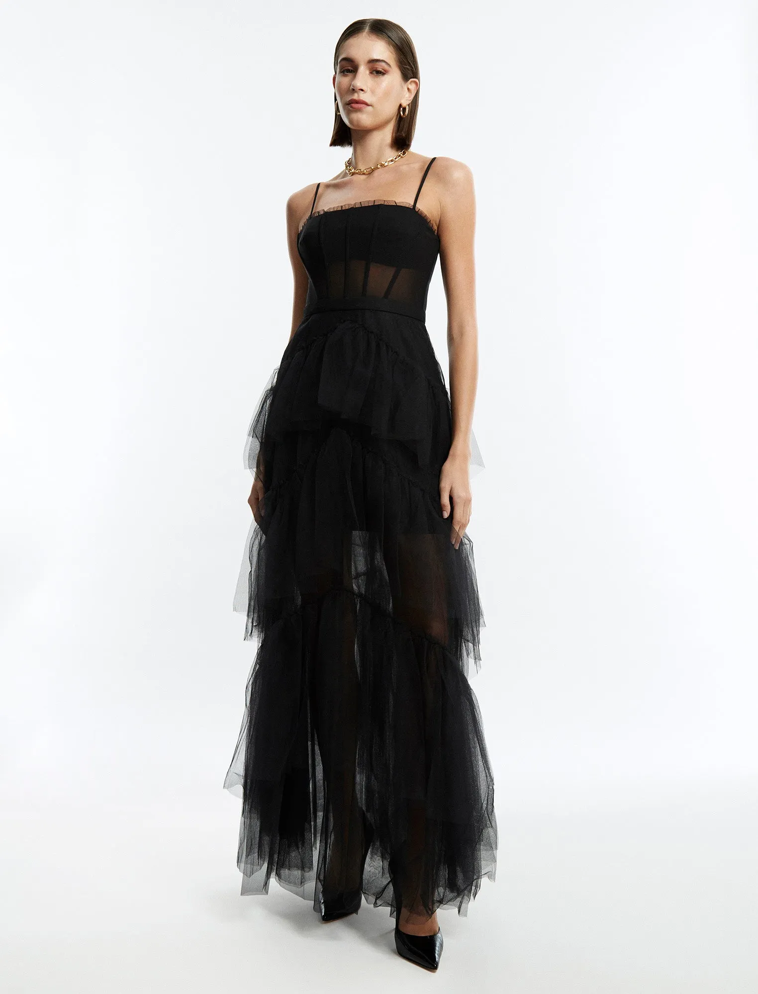 Oly Tiered Ruffle Tulle Evening Gown sold by BCBGMaxAzria product image thumbnail 5