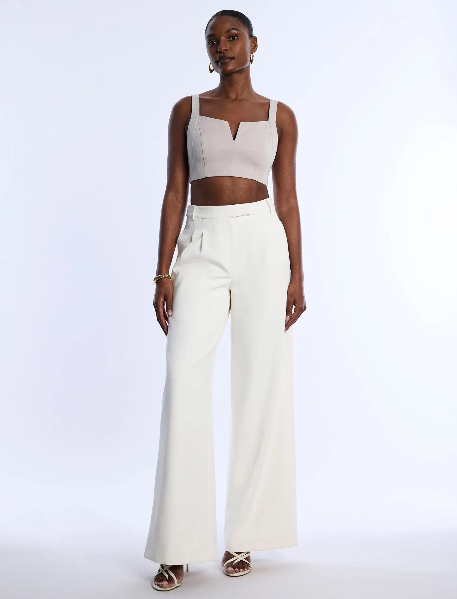 Pleat Front Wide Leg Pant sold by BCBGMaxAzria
