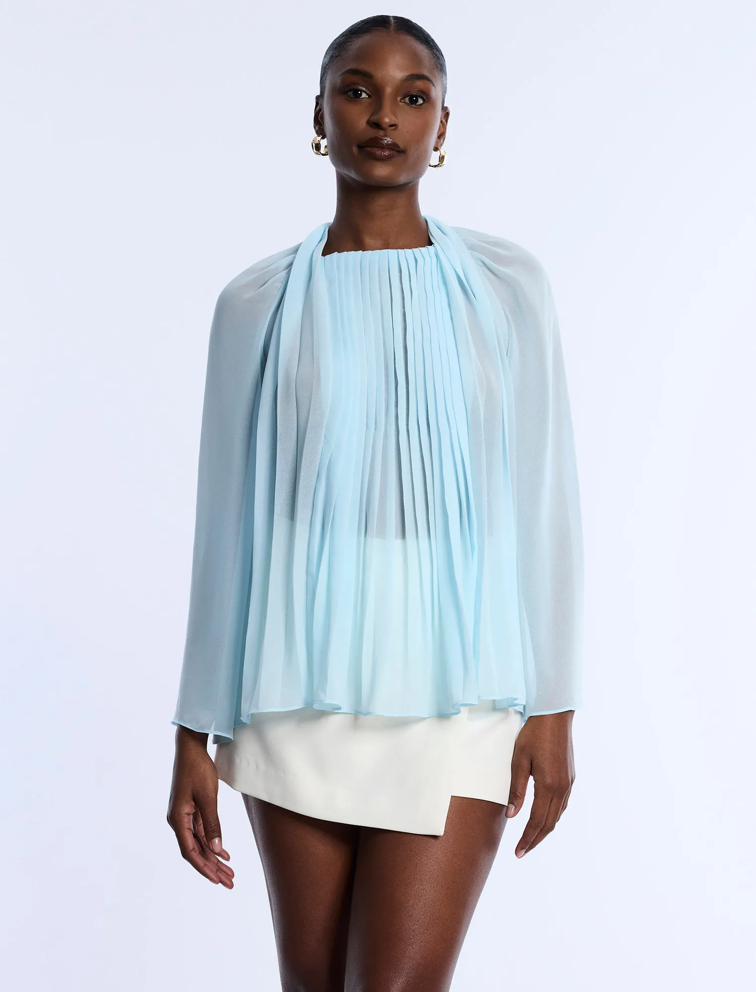 Pleated Sheer Blouse sold by BCBGMaxAzria