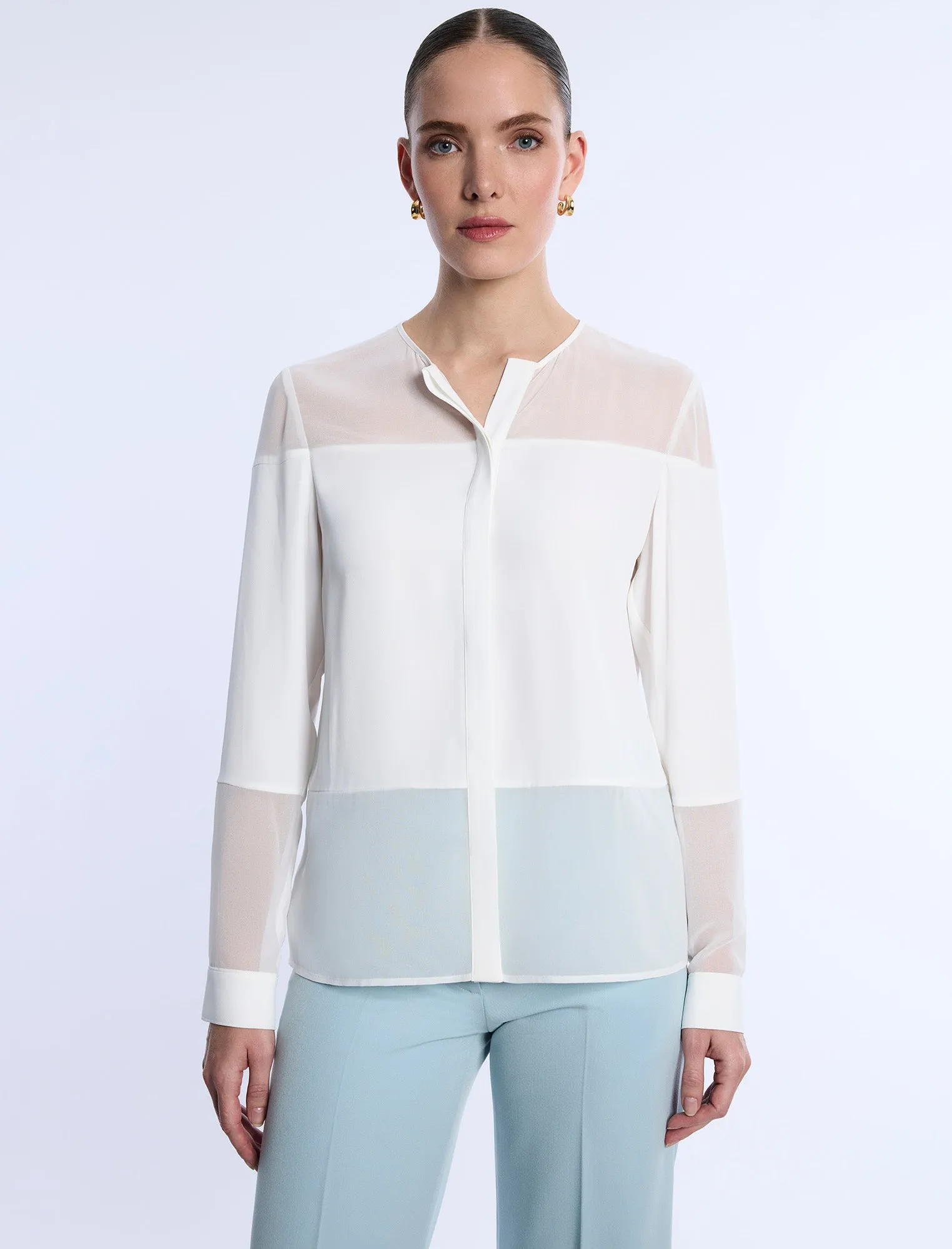 Sheer Panel Blouse sold by BCBGMaxAzria