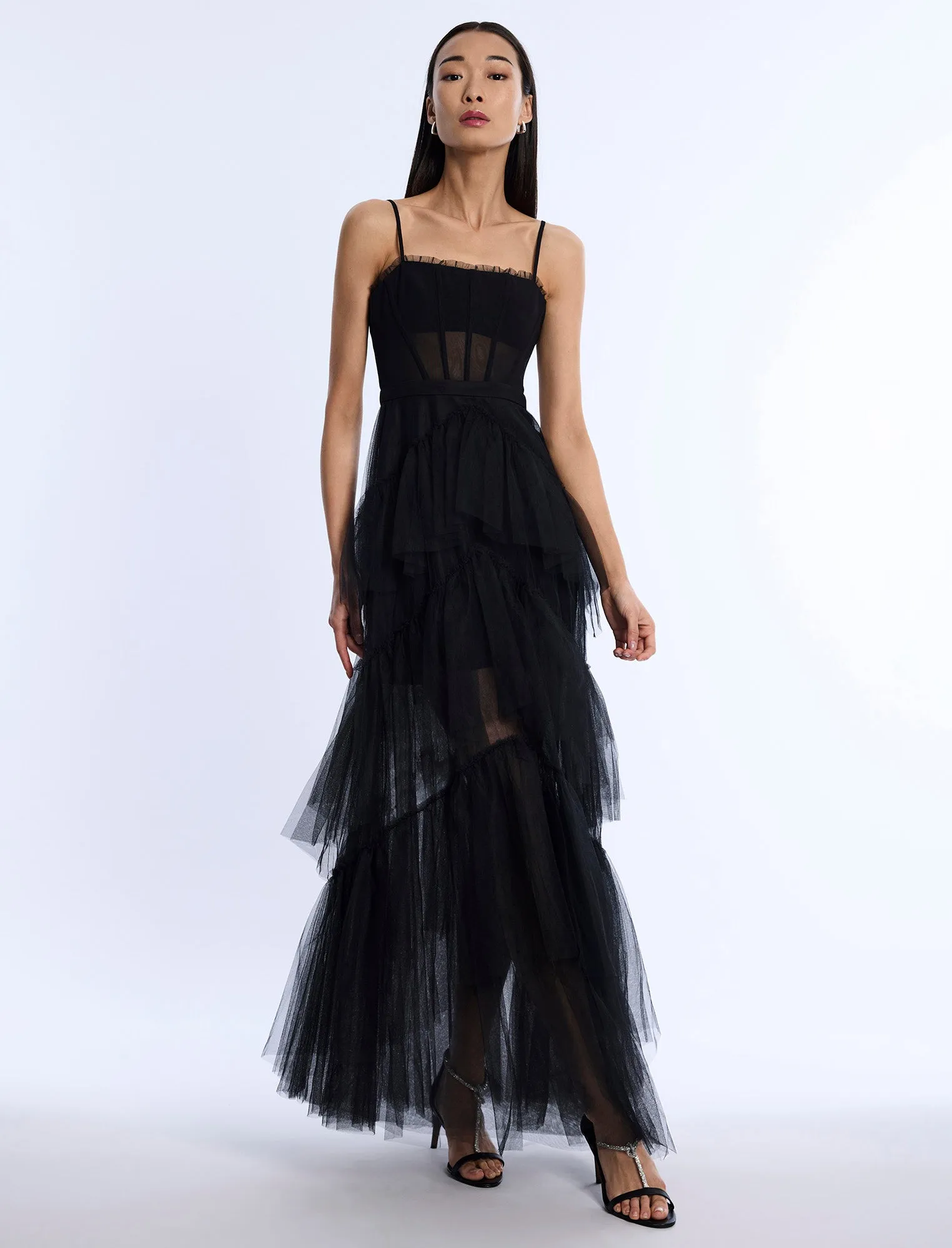 Oly Tiered Ruffle Tulle Evening Gown sold by BCBGMaxAzria product image thumbnail 5