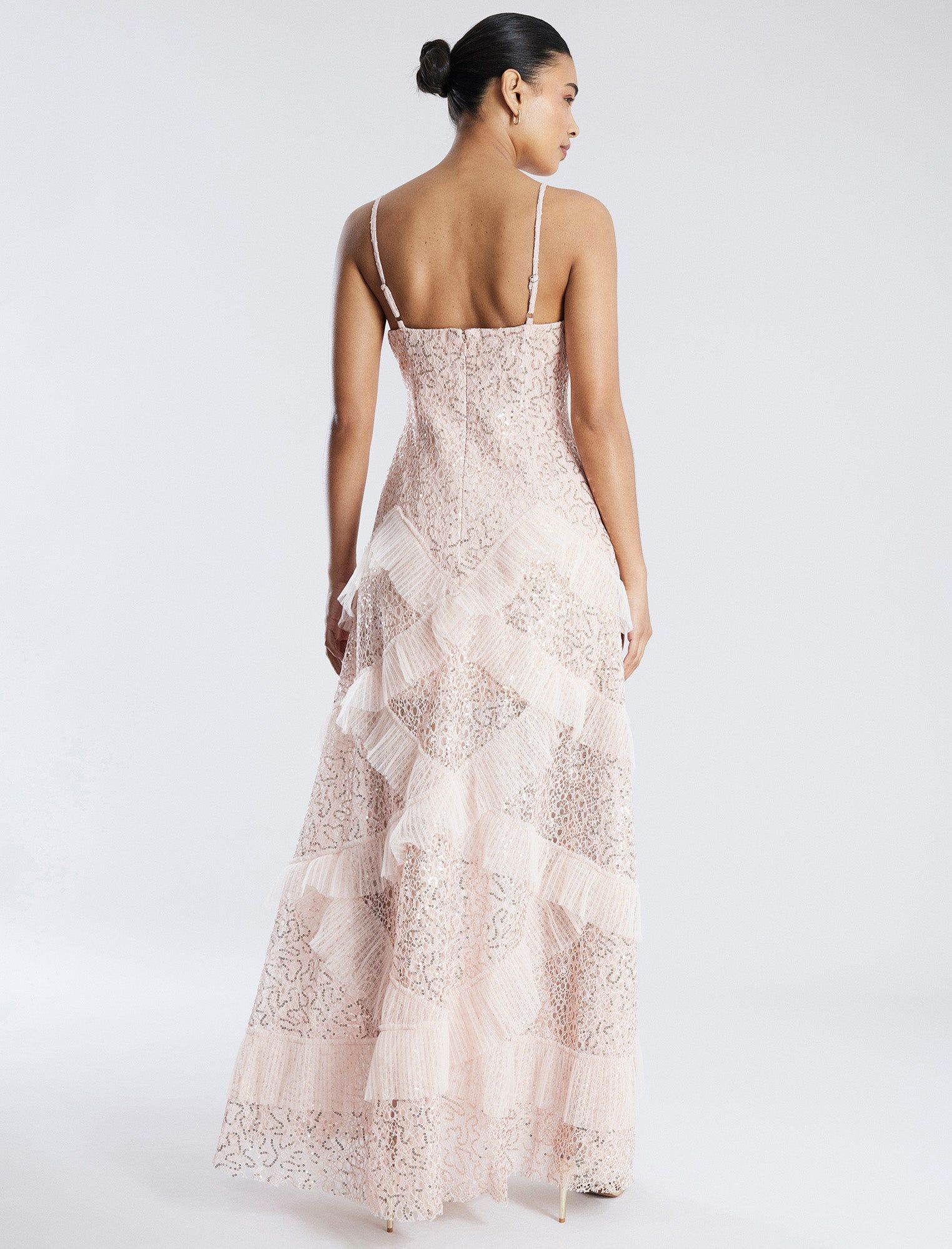 Isla Sequined Illusion Ruffle Gown sold by BCBGMaxAzria product image thumbnail 4