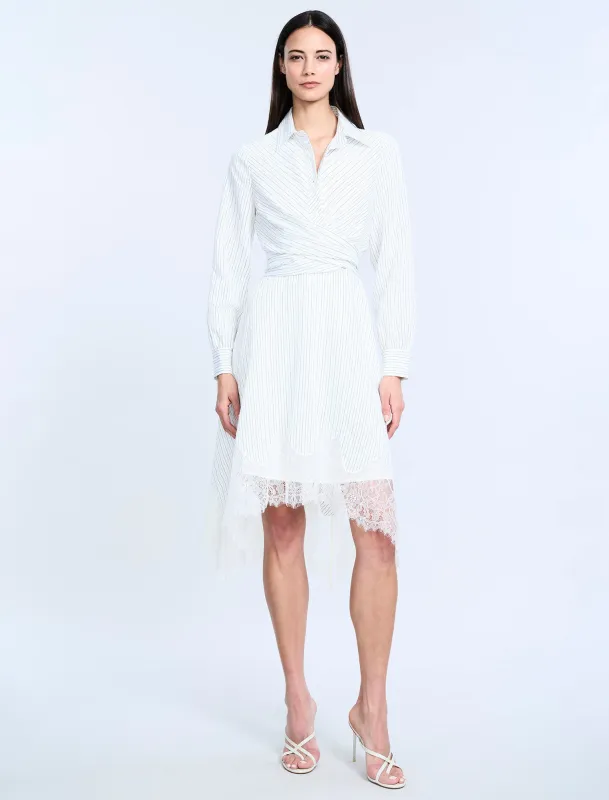 Stripe Shirt Dress With Lace sold by BCBGMaxAzria