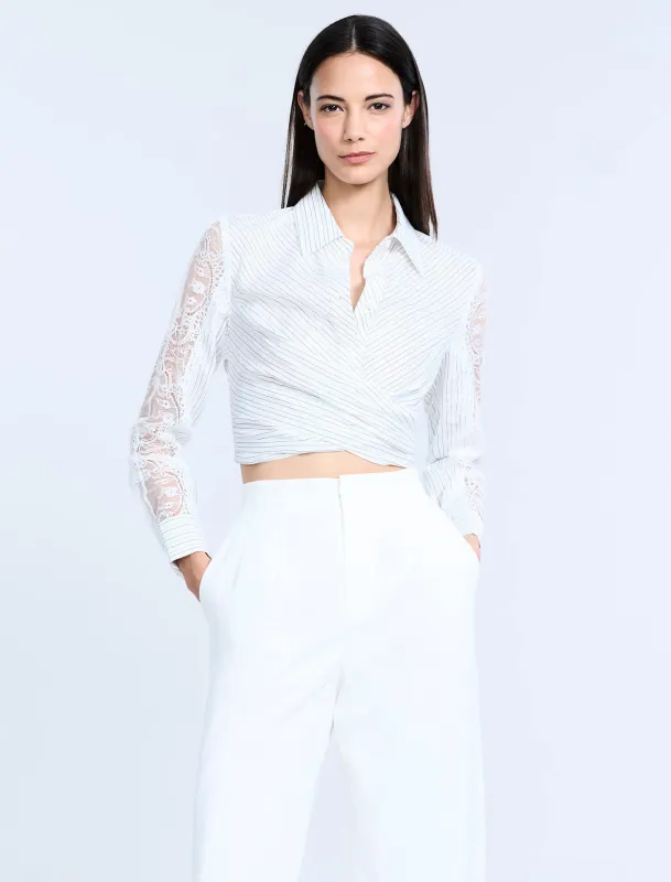 Lace Stripe Tie Back Top sold by BCBGMaxAzria