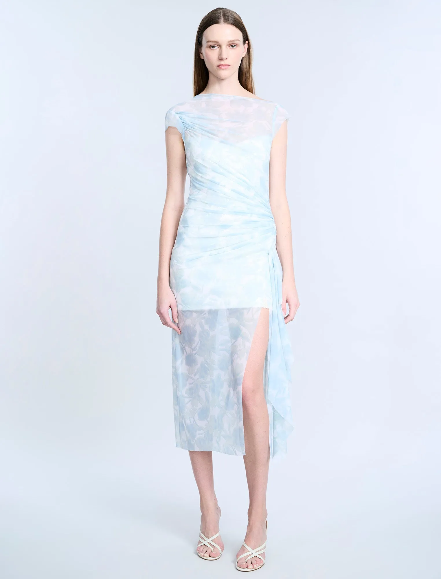 Mesh & Sequin Midi Dress sold by BCBGMaxAzria