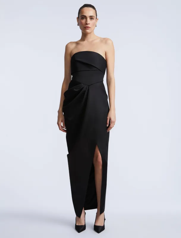 Solid Bodice Wrap Skirt Gown sold by BCBGMaxAzria