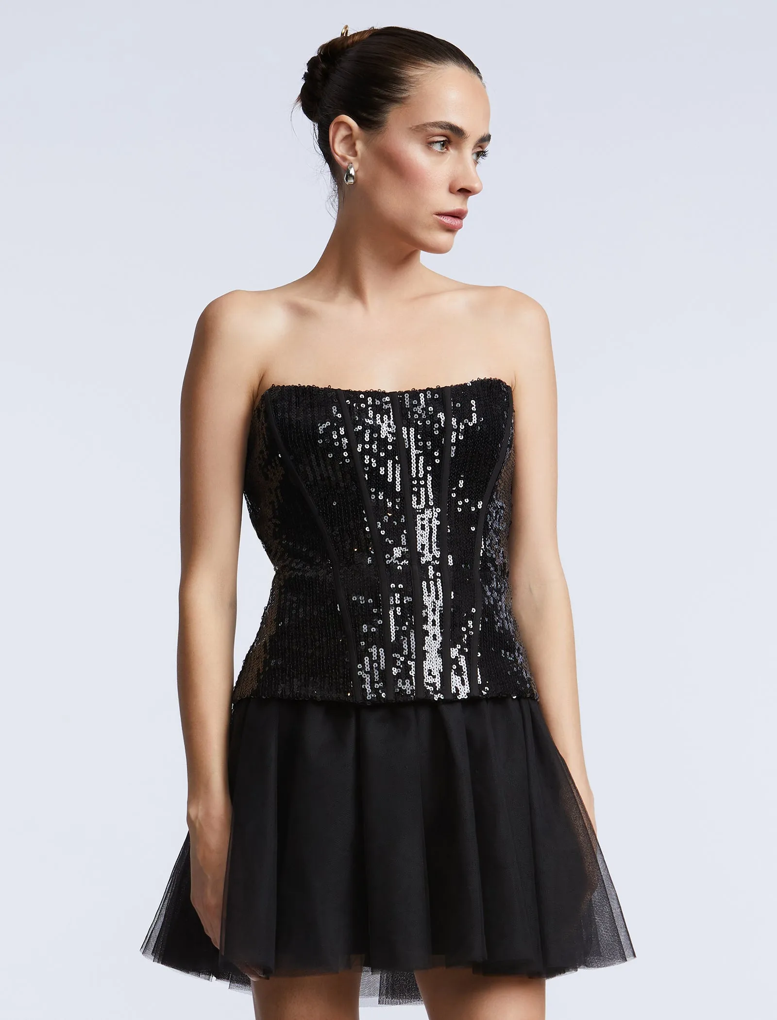 Sequin Lace Peplum Tulle Dress sold by BCBGMaxAzria product image thumbnail 4