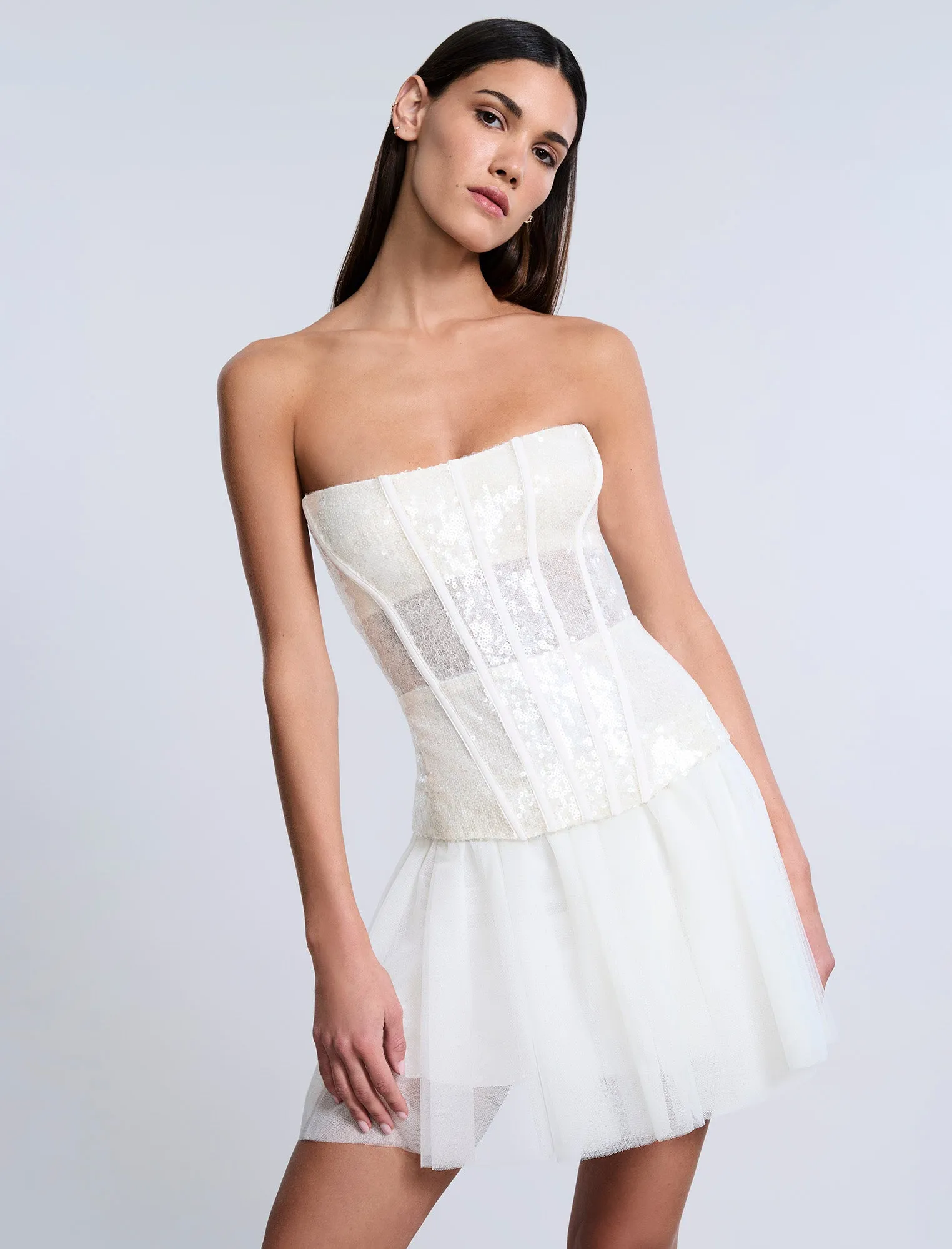 Sequin Lace Peplum Tulle Dress sold by BCBGMaxAzria product image thumbnail 4