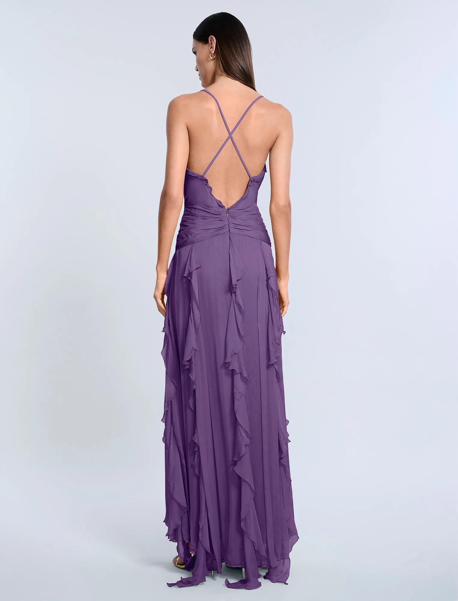Ruffle Halter Chiffon Gown sold by BCBGMaxAzria product image thumbnail 2