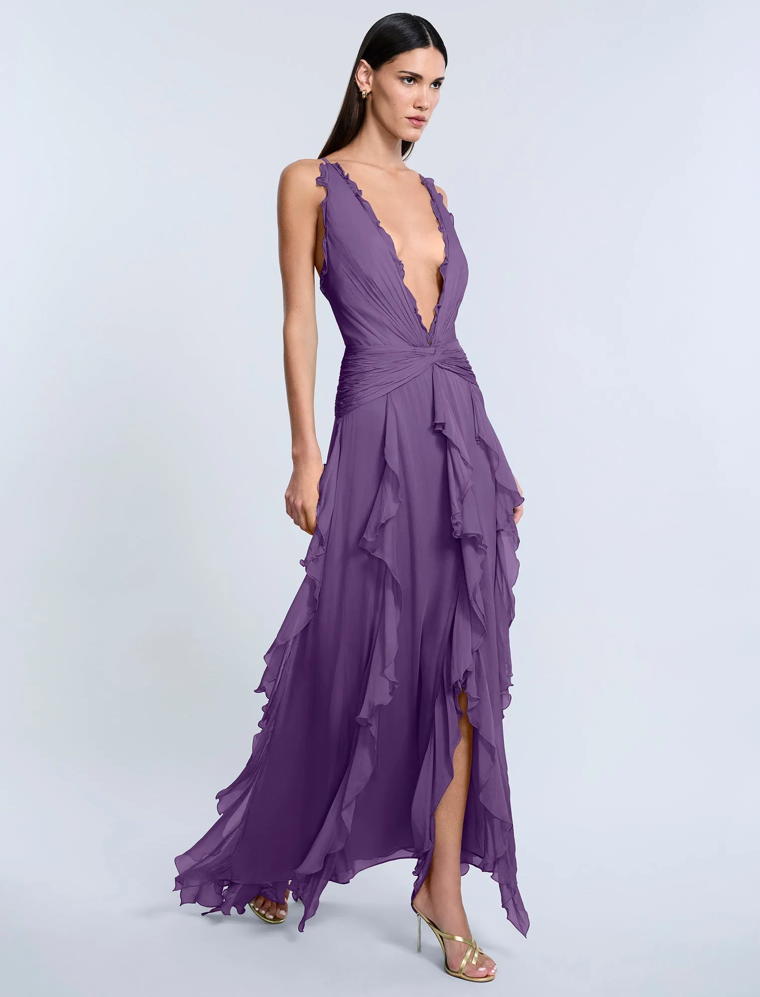 Ruffle Halter Chiffon Gown sold by BCBGMaxAzria product image thumbnail 5