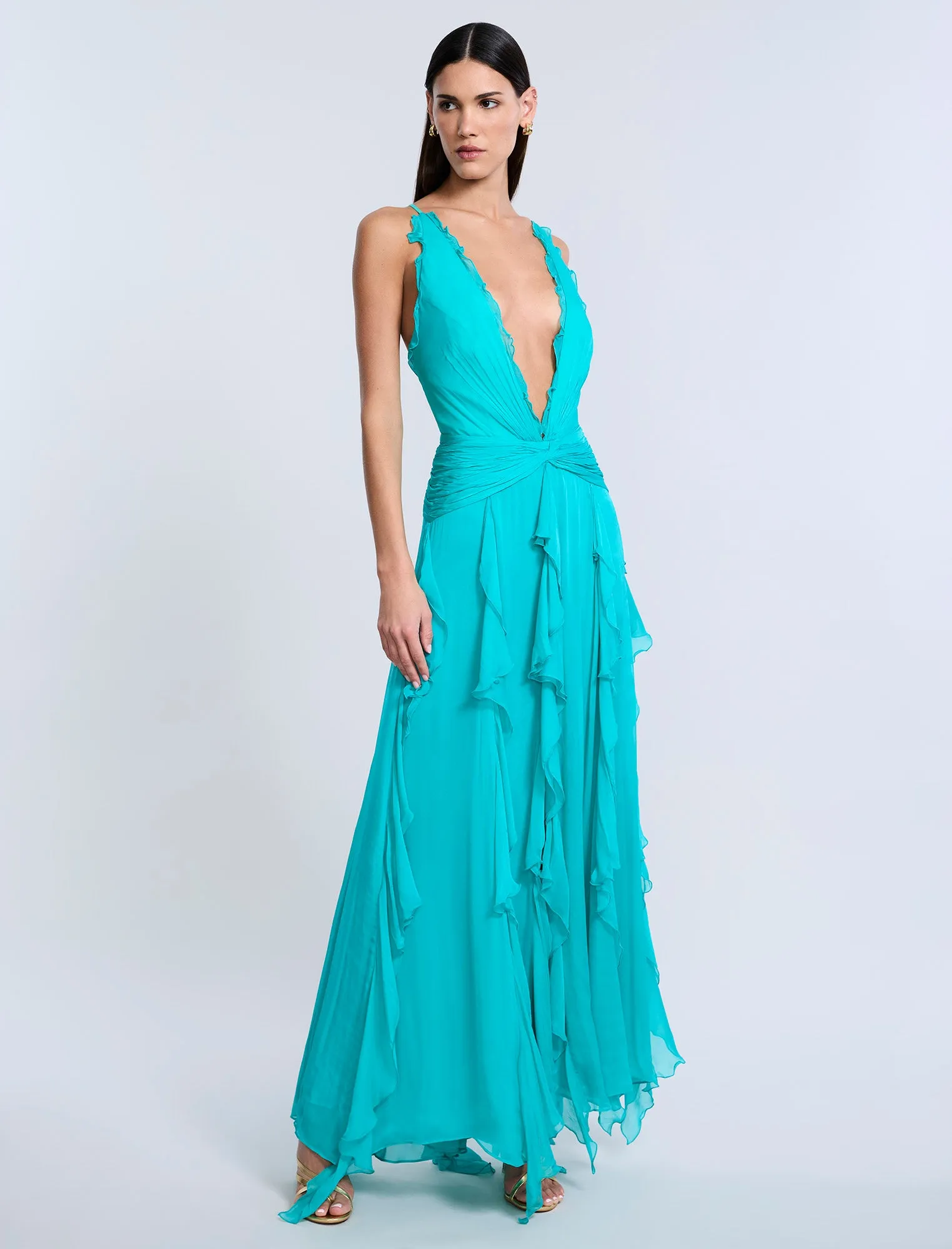 Ruffle Halter Chiffon Gown sold by BCBGMaxAzria product image thumbnail 5