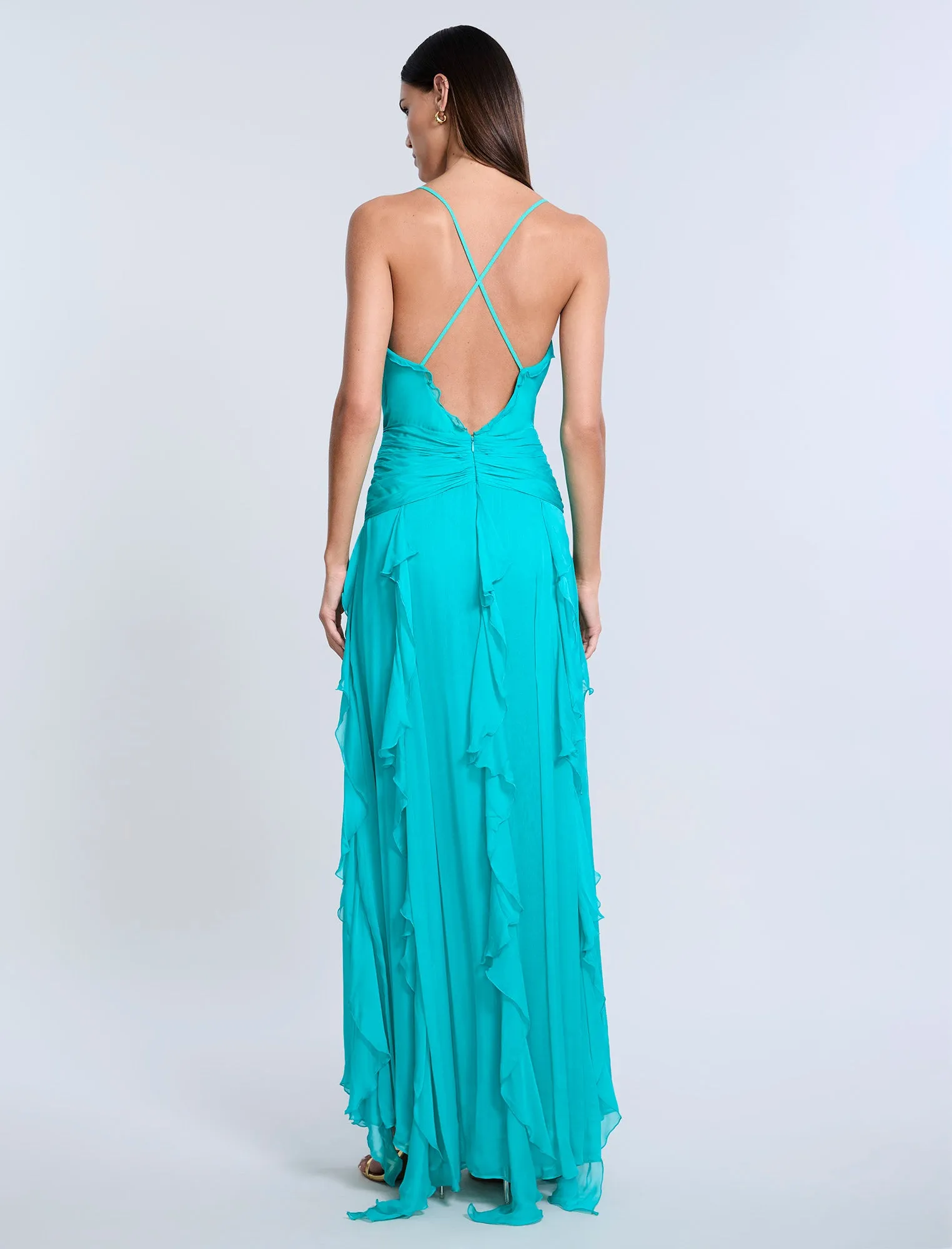 Ruffle Halter Chiffon Gown sold by BCBGMaxAzria product image thumbnail 2