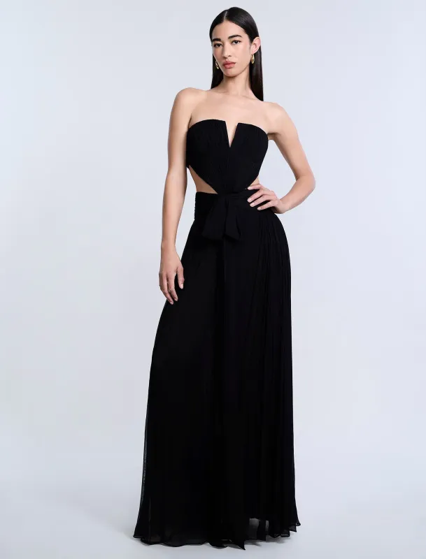 Cutout Shirring Bow Tie Gown sold by BCBGMaxAzria