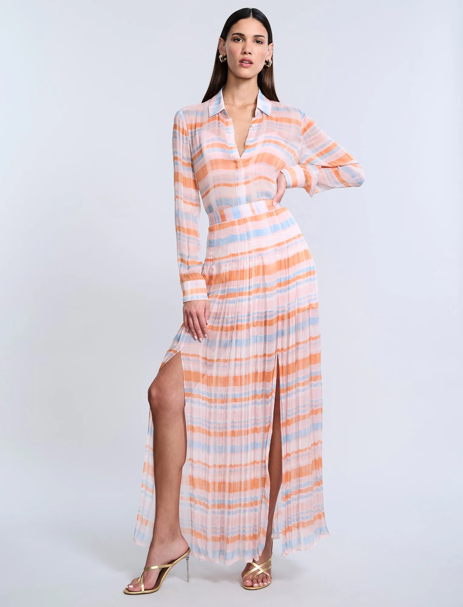 Printed Pleated Skirt sold by BCBGMaxAzria