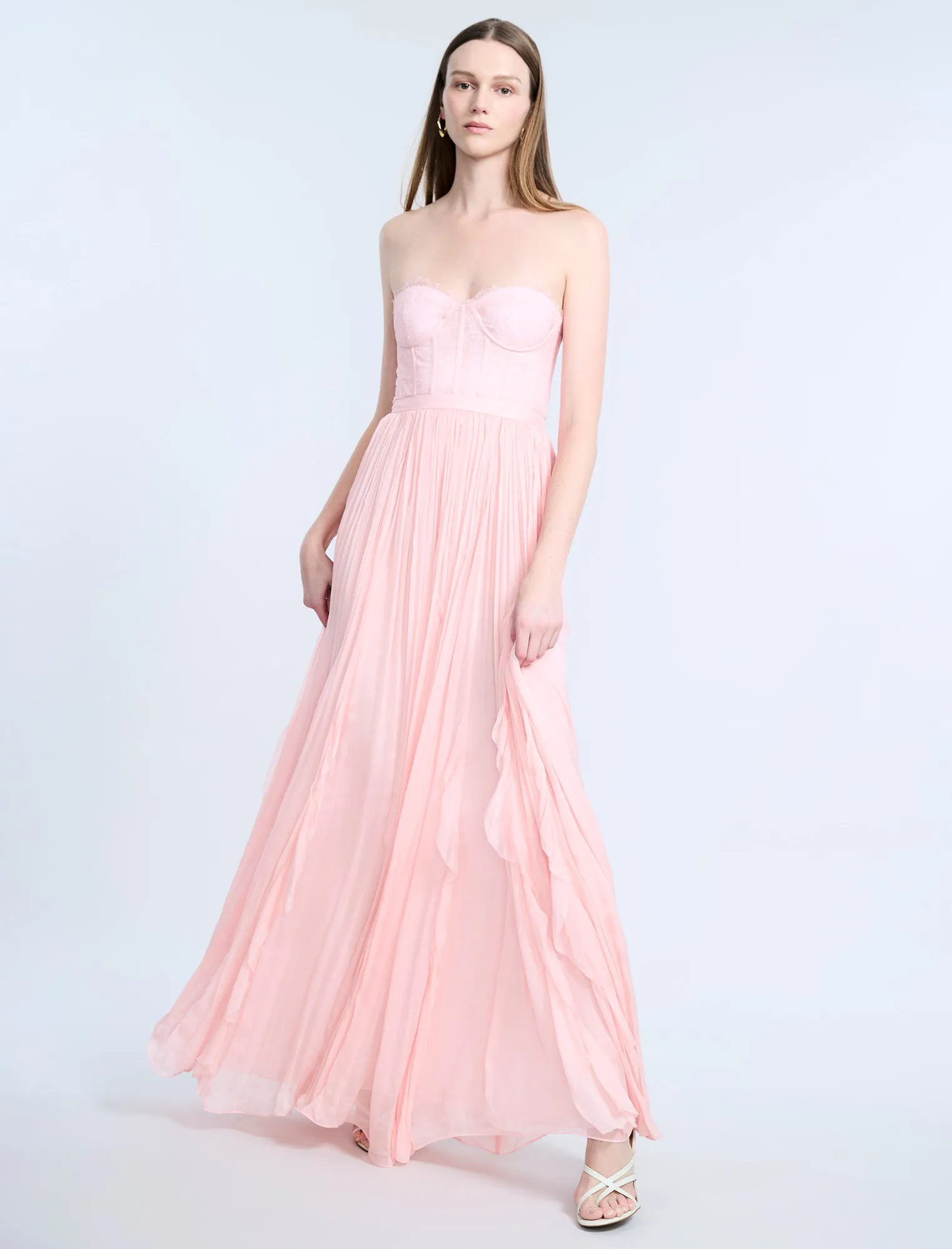 Lace Bodice Chiffon Rufle Gown sold by BCBGMaxAzria product image thumbnail 5