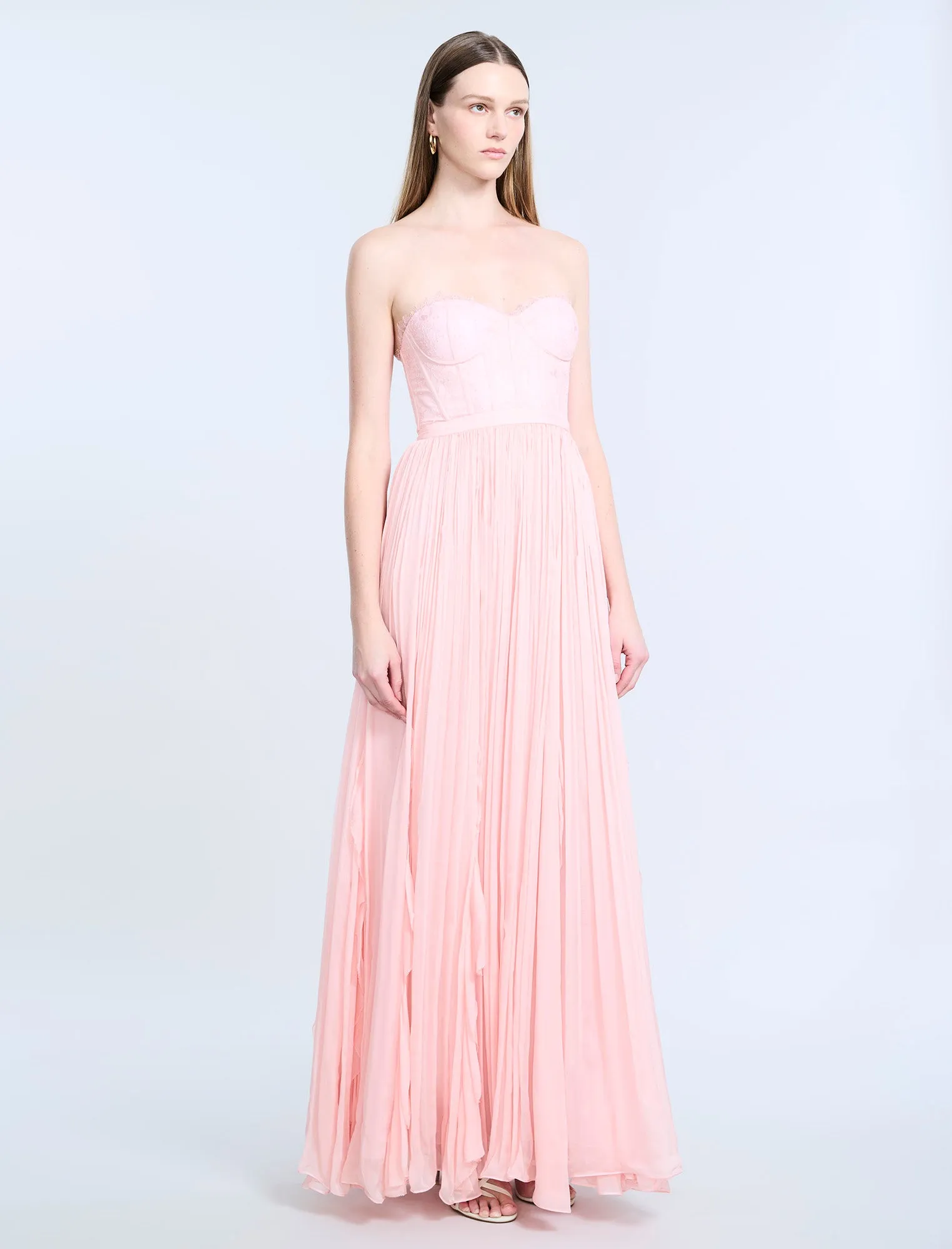 Lace Bodice Chiffon Rufle Gown sold by BCBGMaxAzria product image thumbnail 3