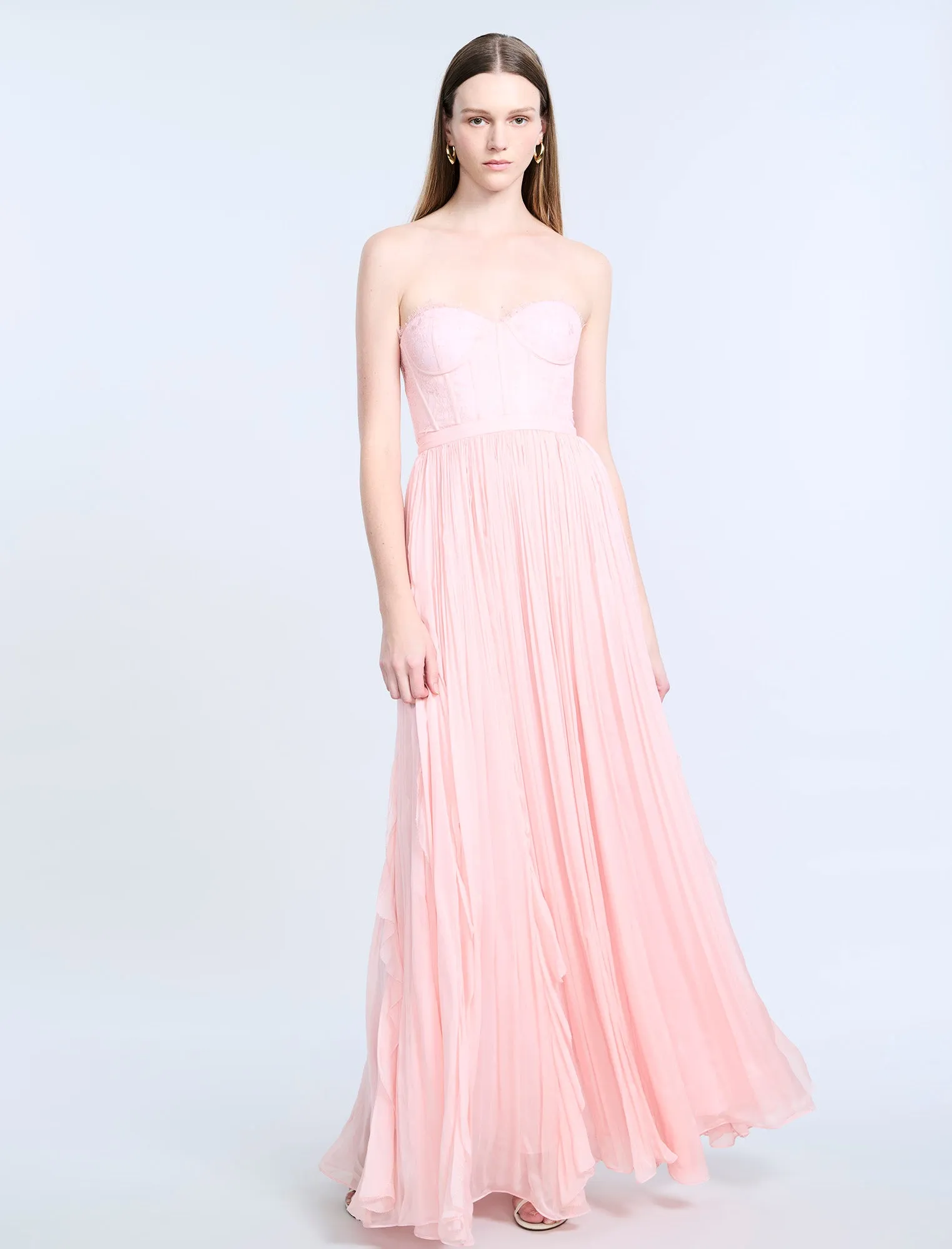 Lace Bodice Chiffon Rufle Gown sold by BCBGMaxAzria product image thumbnail 4