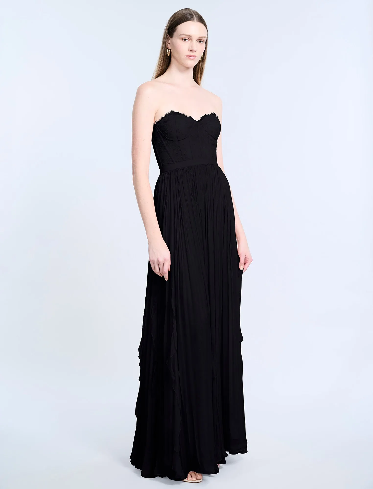 Lace Bodice Chiffon Rufle Gown sold by BCBGMaxAzria product image thumbnail 3