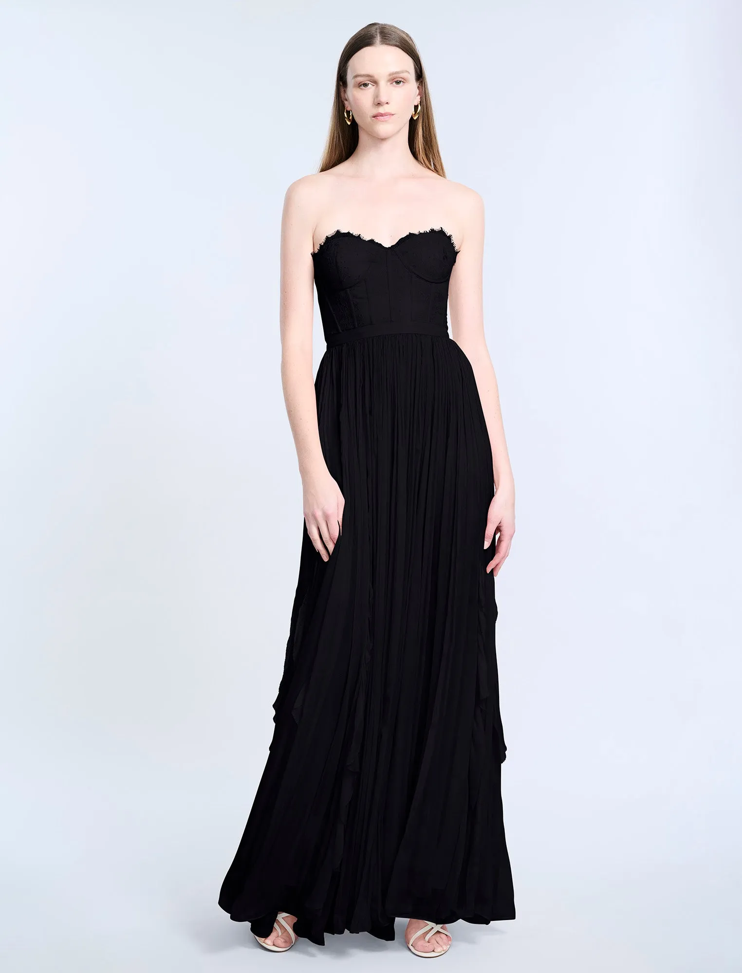 Lace Bodice Chiffon Rufle Gown sold by BCBGMaxAzria product image thumbnail 2