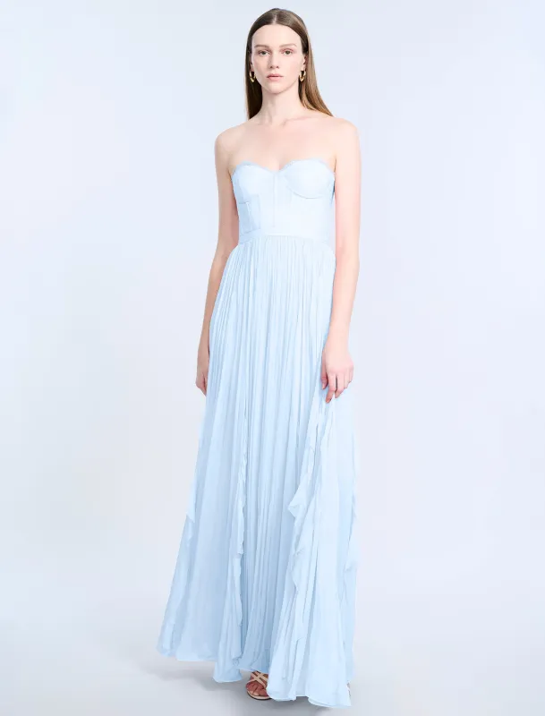 Lace Bodice Chiffon Rufle Gown sold by BCBGMaxAzria