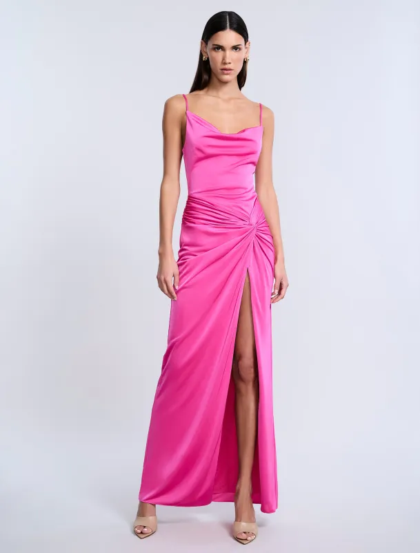 Cowl Draped Gown With Twist sold by BCBGMaxAzria
