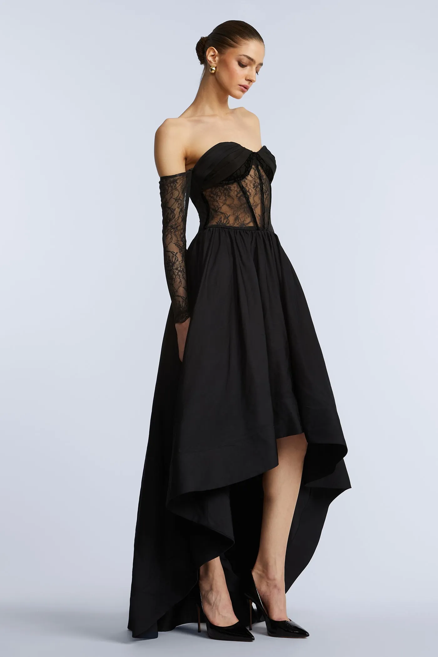 Lace Taffeta High-Low Gown sold by BCBGMaxAzria product image thumbnail 3