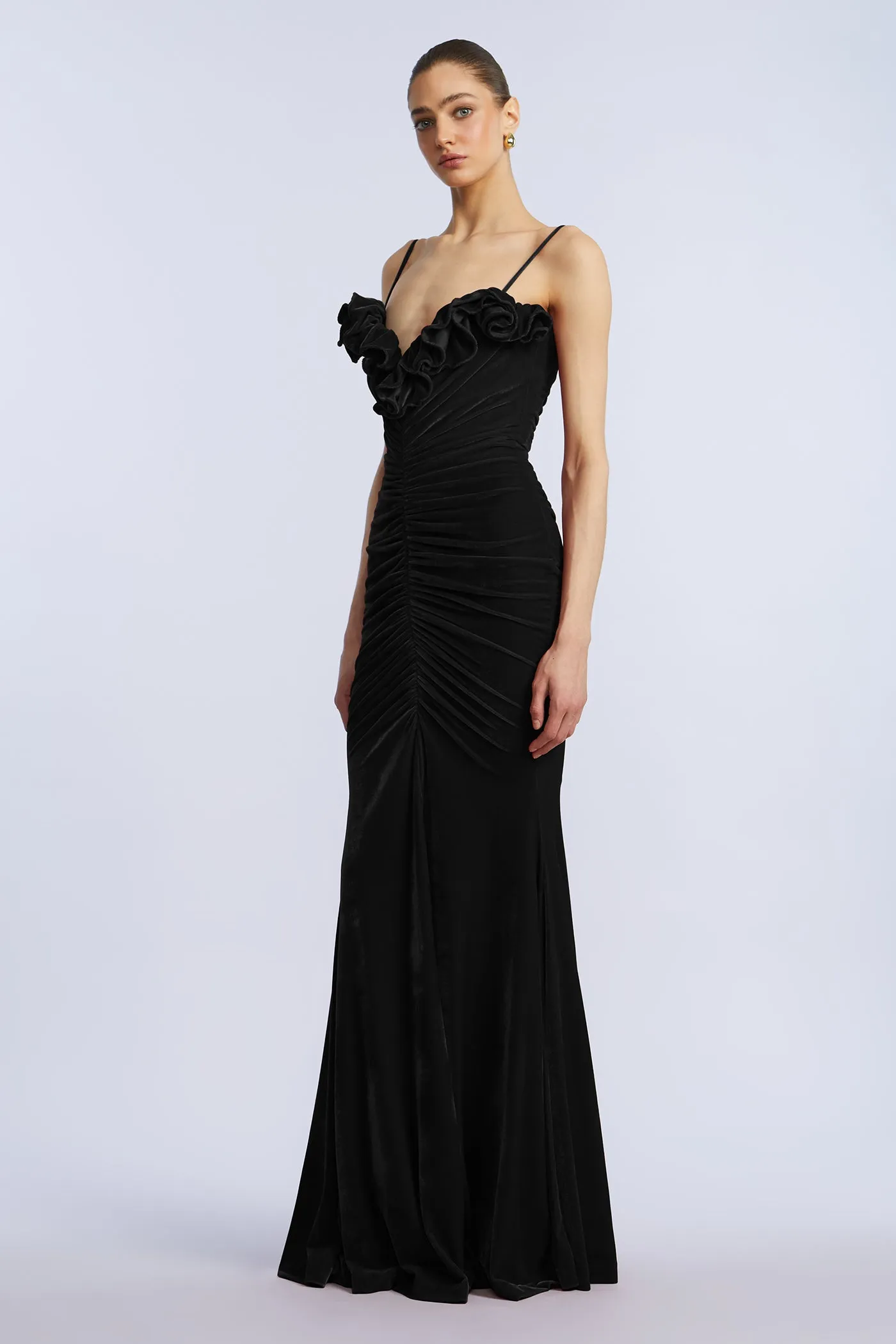 Ruffle Velvet Gown sold by BCBGMaxAzria product image thumbnail 3