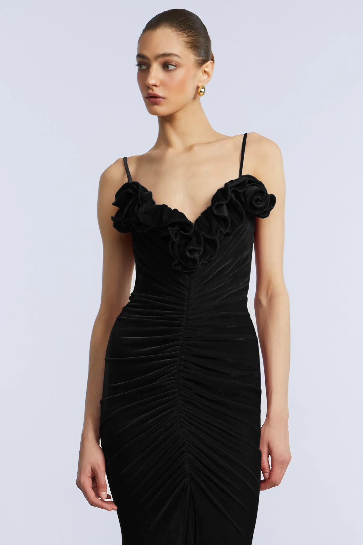 Ruffle Velvet Gown sold by BCBGMaxAzria product image thumbnail 4