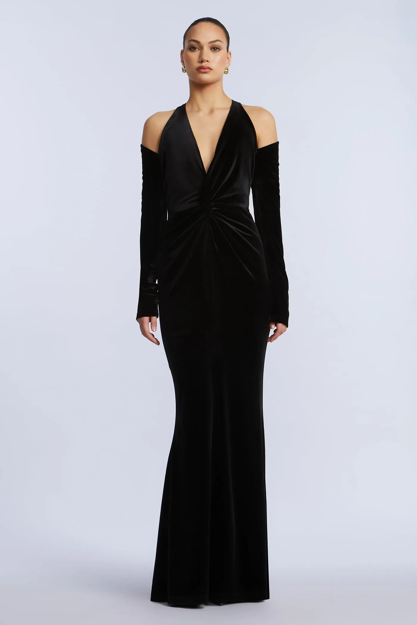 Long Sleeve Halter Velvet Gown sold by BCBGMaxAzria product image thumbnail 5