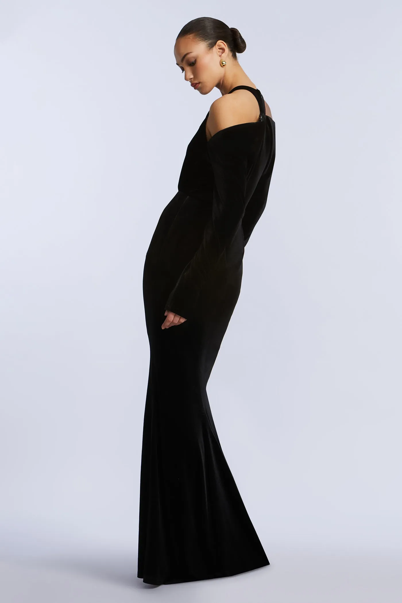 Long Sleeve Halter Velvet Gown sold by BCBGMaxAzria product image thumbnail 2
