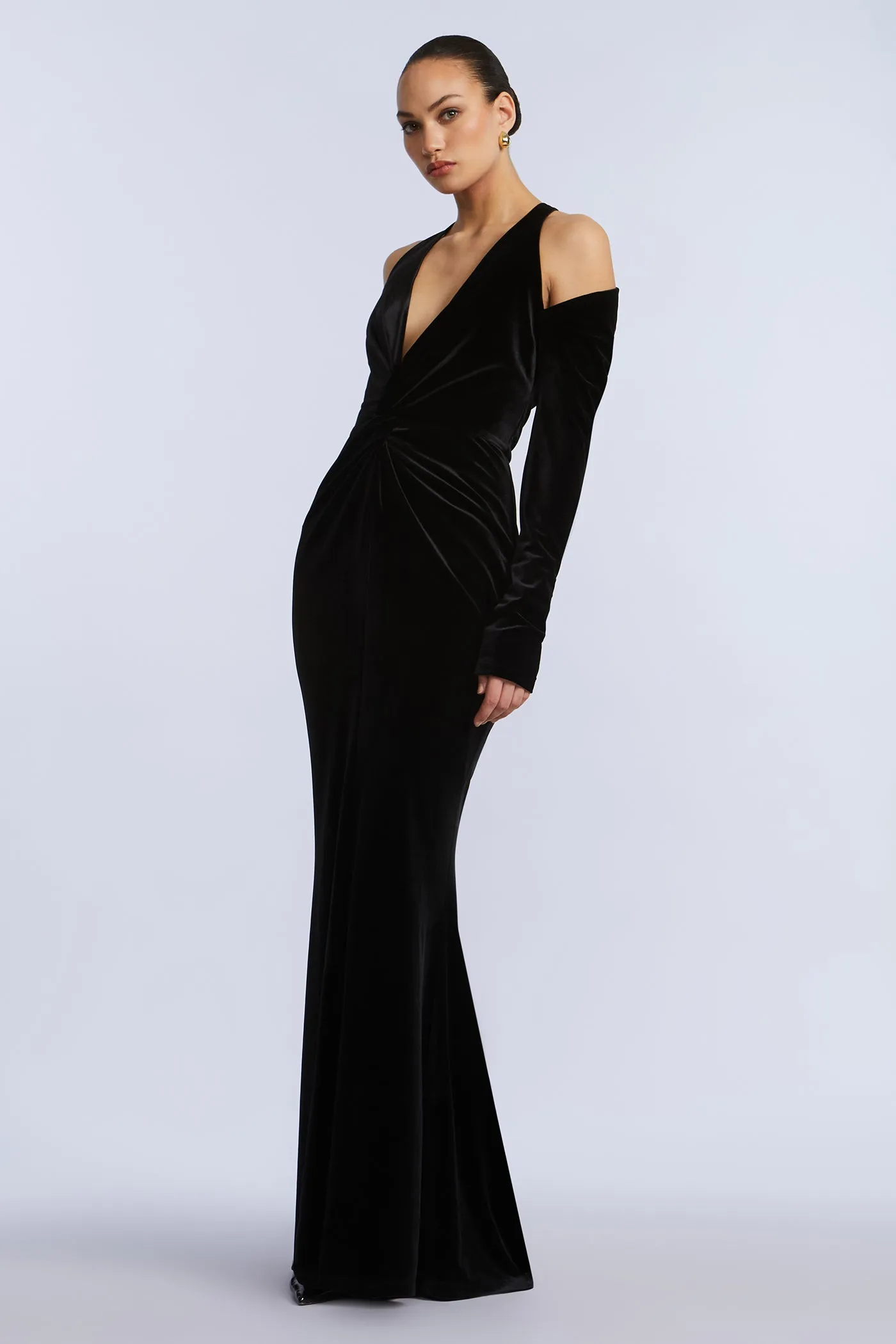 Long Sleeve Halter Velvet Gown sold by BCBGMaxAzria product image thumbnail 3