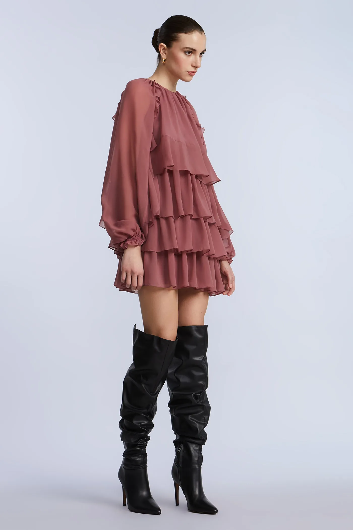 Chiffon Ruffle Mini Dress sold by BCBGMaxAzria product image thumbnail 3