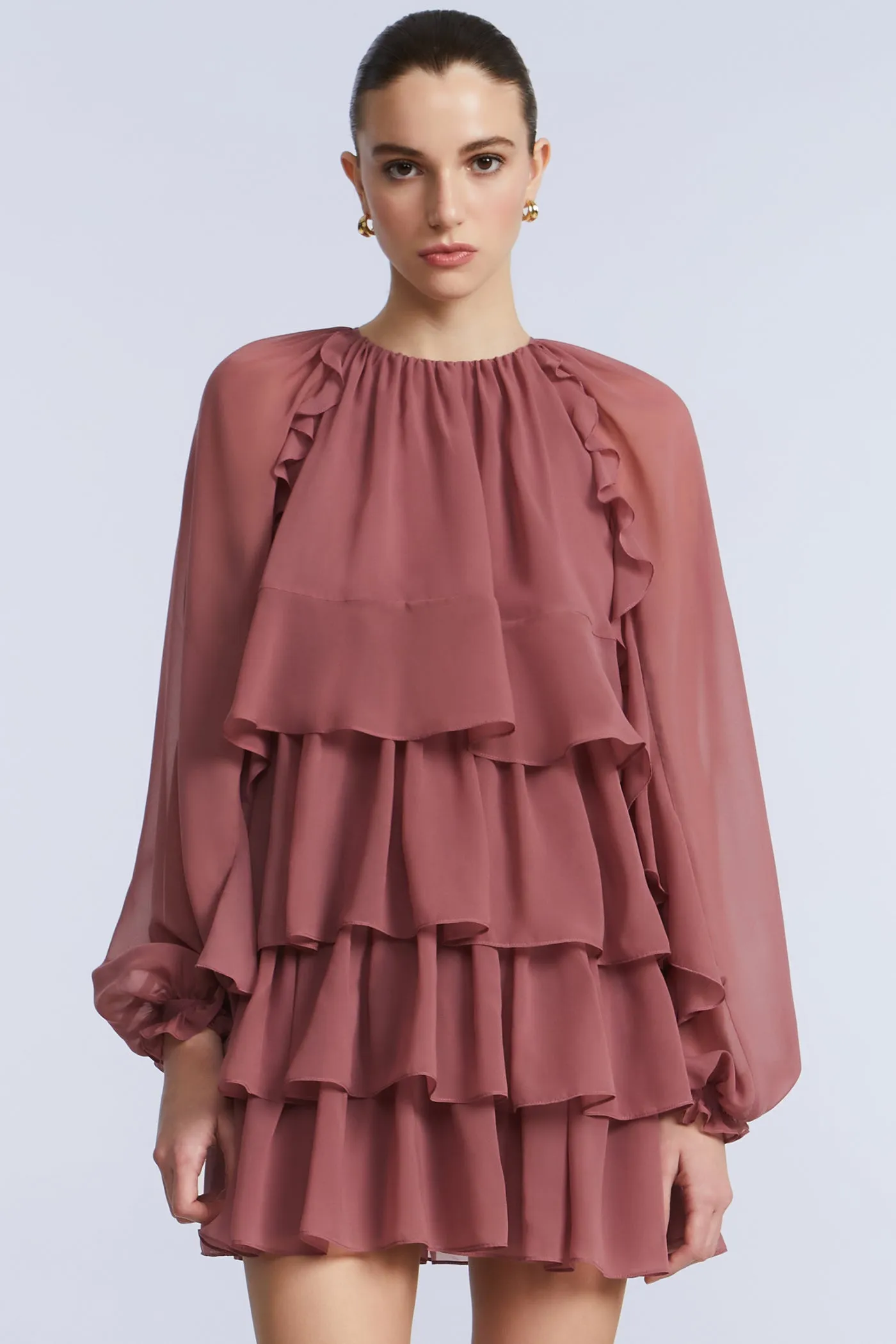 Chiffon Ruffle Mini Dress sold by BCBGMaxAzria product image thumbnail 4