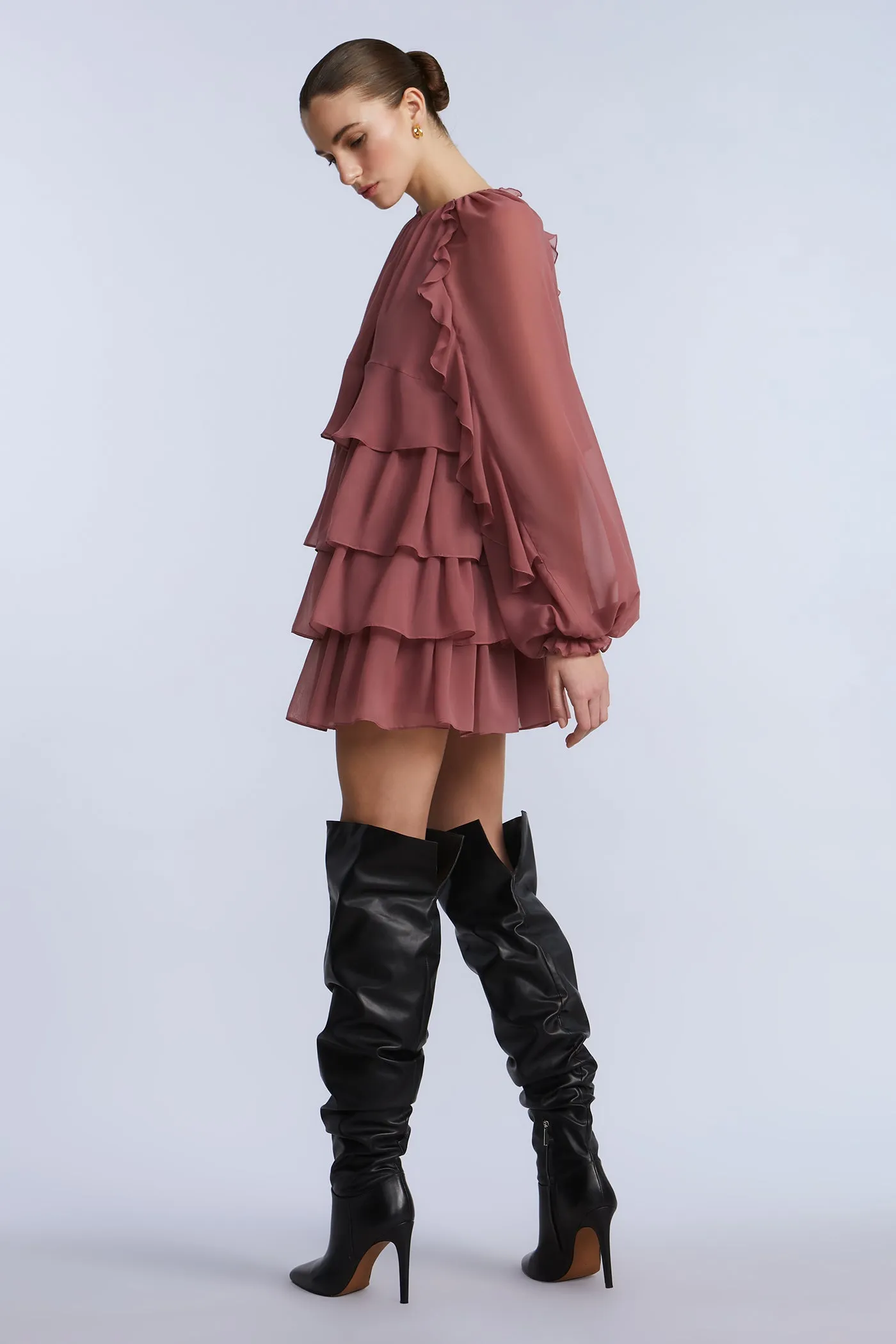 Chiffon Ruffle Mini Dress sold by BCBGMaxAzria product image thumbnail 5